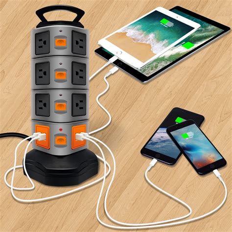 power strip tower lovin product surge protector electric charging station  outlet plugs
