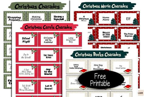 printable christmas charades cards