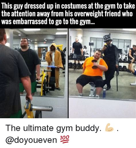 this guy dressed up in costumes at the gym to take the