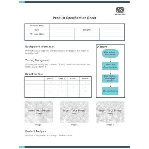 modern product specification template   specification sheet