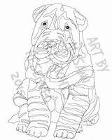 Shar Pei Instant Coloring Pup Dogs sketch template