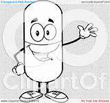 Clipart Pill Waving Mascot Happy Royalty Cartoon Vector Toon Hit sketch template