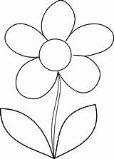Flower Simple Coloring Kids Outline Color Printable Pages Flowers Easy Drawing Template Preschool Print Features sketch template