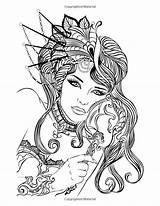 Coloring Pages Adult Woman Beautiful Girl Coloriage Color Women Fairy Adults Rated Portraits Printable Books Amazon Sheets Print Pour Livre sketch template