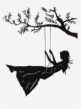 Swing Girl Drawing Tree Silhouettes Swings Painting Getdrawings Forgetmenot sketch template