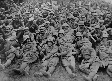 german ww pows  surrendered  messines ridge  june   soldiers wear  steel