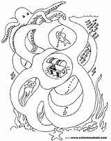Octopus Maze Kids Coloring Pages Alphabet sketch template