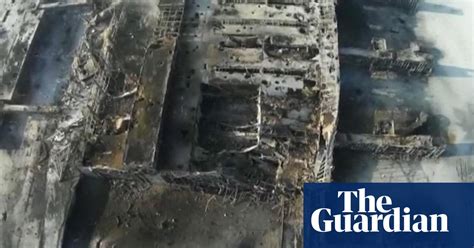 drone footage shows scale  destruction  donetsk ukraine video world news  guardian