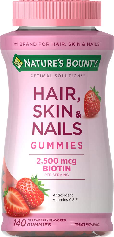 buy natures bounty hair skin nails  biotin strawberry gummies