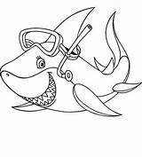 Coloring Shark Baby Pages Cartoon Mouth Open Printable Cool Snorkeling Drawing Gear Sheets Print Color Kids Getcolorings Sharks Adults Getdrawings sketch template