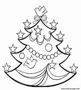 Tree Christmas Coloring Stars Pages Printable sketch template