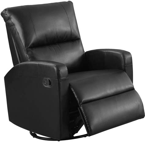 black bonded leather upholstered swivel glider recliner  monarch