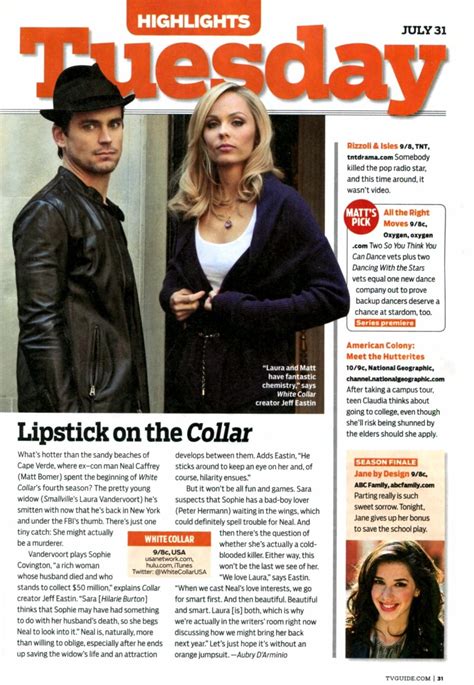 Laura Vandervoort Article On White Collar In Tv Guide