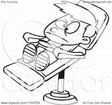 Dentist Outlined Stubborn Chair Boy Clipart Royalty Toonaday Cartoon Vector Illustration sketch template