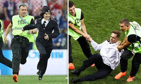 world cup final hit by pitch invasion pussy riot storms france vs croatia match world news