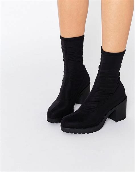 vagabond vagabond grace black chunky sock boots  asos boots sock boots outfit womens