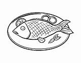 Fish Plate Coloring Plato Pages Pescado Colorear Meat Dibujos Pintar Coloringcrew Food Template Book Sketch sketch template