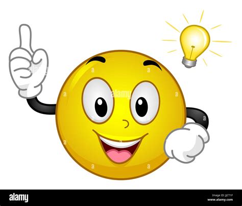 mascot illustration   excited yellow smiley   aha moment stock photo  alamy