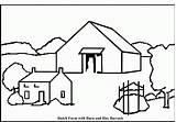 Farm Coloring Drawing Barn Pages House Scene Bale Hay Printable Background Kids Line Draw Dutch Scenes Clipart Farming Buildings Red sketch template
