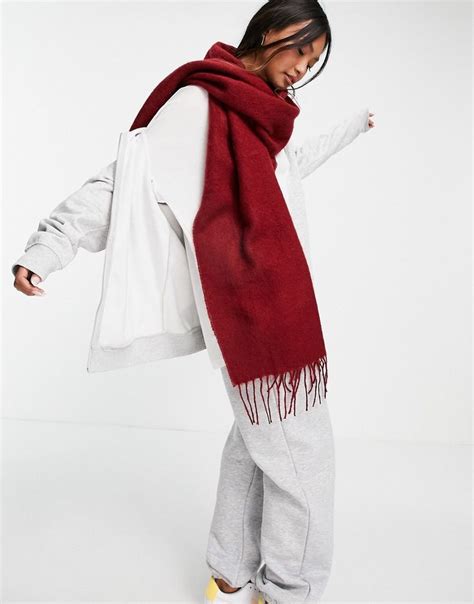 asos design supersoft scarf  tassels  deep red asos sjaal asos tops