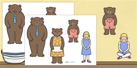 goldilocks    bears stick puppets printables printable