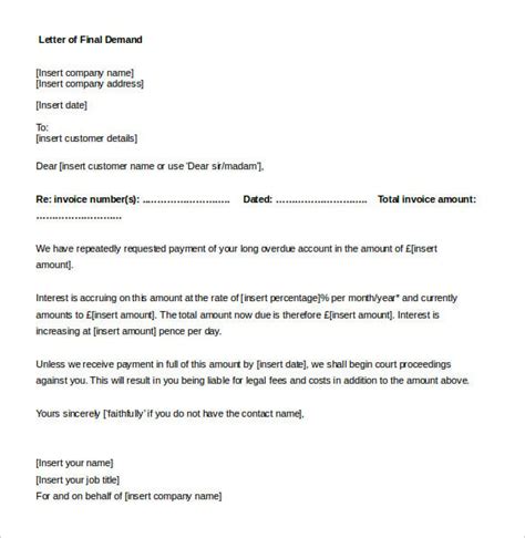 sample final demand letter  payment  document template vrogue