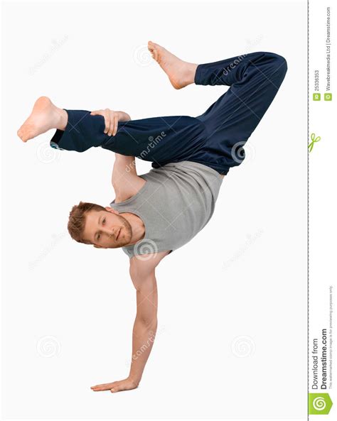 Break Dancer Doing An One Handed Handstand Stock Image Image Of