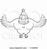 Rooster Flying Clipart Cartoon Muscular Thoman Cory Vector Outlined Coloring Royalty Tough Collc0121 Protected sketch template