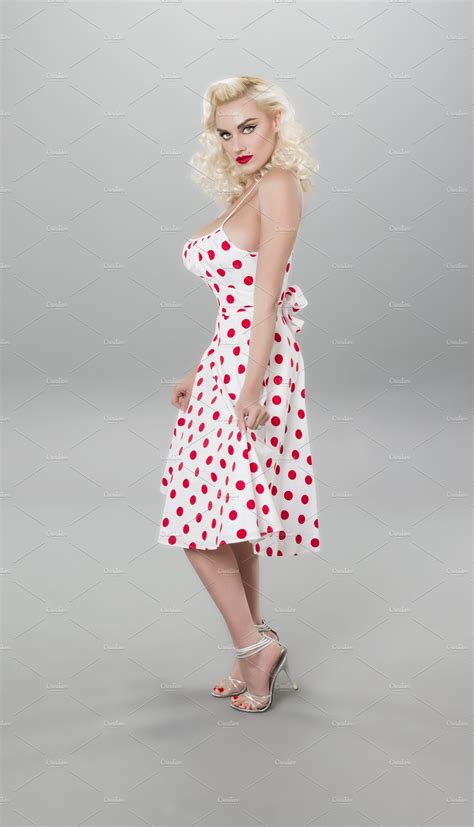 pinup model featuring polka dot pinup and pin up beauty and fashion