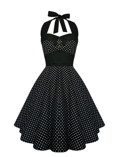 rockabilly dress black polka dot halter pinup dress