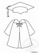 Gown Graduation Cap Coloring sketch template