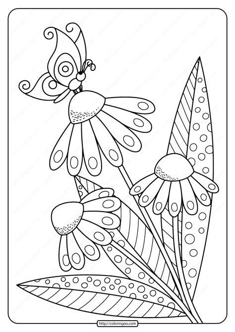 printable butterfly  flower  coloring book