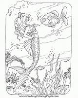 Coloring Mermaid Pages Adult Adults Mermaids Printable Detailed Fish Advanced Book Beach Fantasy Fairy Beautiful Kids Color Sheets Barbie Print sketch template