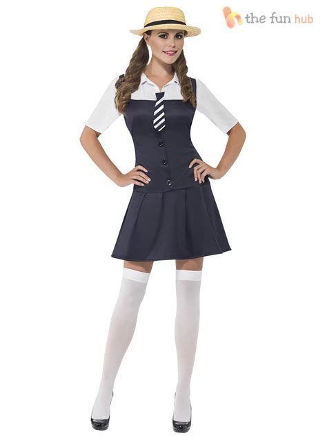 size 4 18 adult ladies school girl hat fancy dress costume uniform st