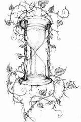 Hourglass Sanduhr Vines Vine Tatouage Reloj Tatuajes Sablier Coloring Tatuaje Relojes Baum Bedeutung Timer Zeichnung Oberschenkel Tatted Sabliers Tatouages Dibujos sketch template