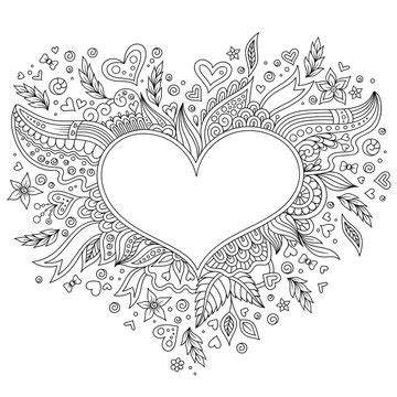 adult coloring page heart images browse  stock  vectors