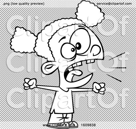 Clipart Of A Cartoon Black And White Black Girl Yelling