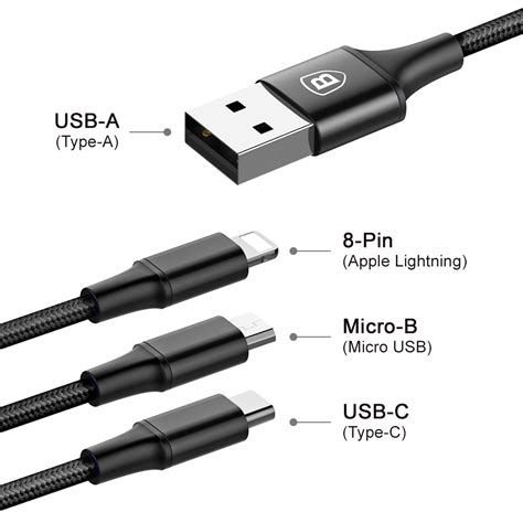 baseus rapid    type  lightning micro usb charging cable