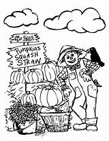 Coloring Fall Scarecrow Pages Printable Kids Leaf Bear sketch template