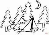 Tent Coloring Camping Pages Printable Sleeping Drawing Clip Hiking Template sketch template