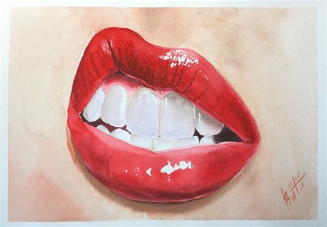 Juicy Lips Painting Original Watercolor Art Fashion Wall Art Etsy