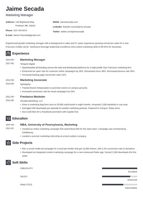 marketing resume examples   industry