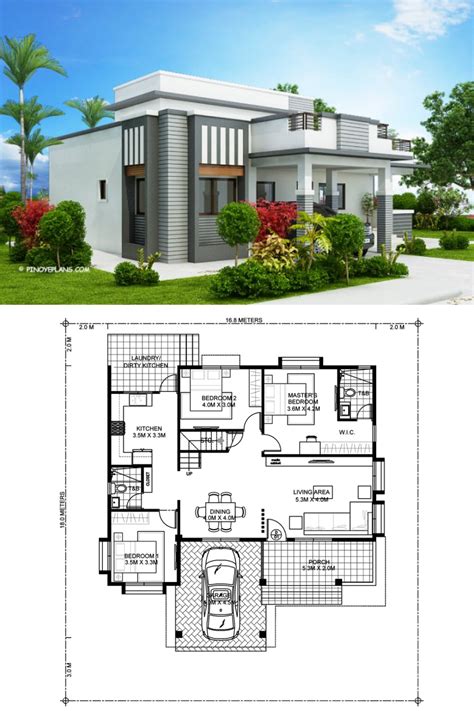 bedroom modern house design  roof deck   total floor area   square meters