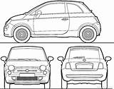 Fiat 500 Blueprint Coloring Sketch Sketchite Cars sketch template
