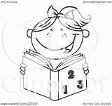 Outline Book Reading Girl Math Coloring Clipart Hit Royalty Illustration Toon Rf 2021 sketch template