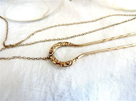 Vintage Gold Pince Nez Eyeglasses Hair Pin From