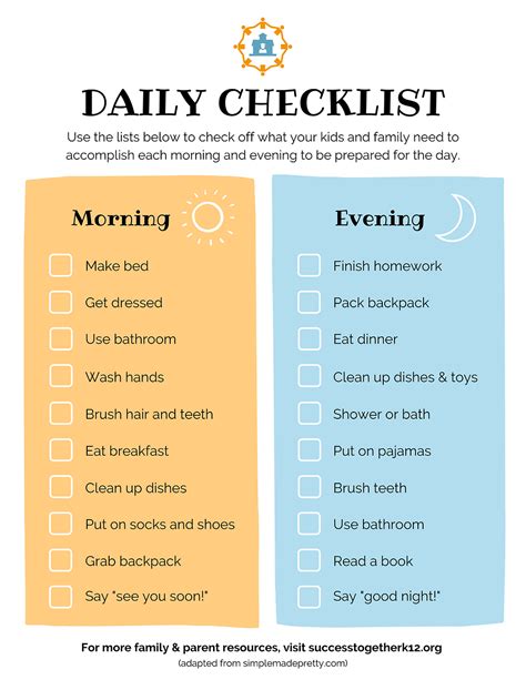 daily checklist  version