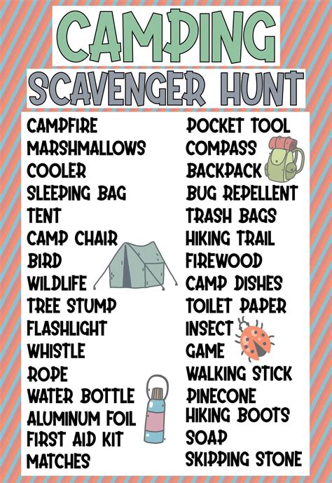 printable camping scavenger hunt printable word vrogueco