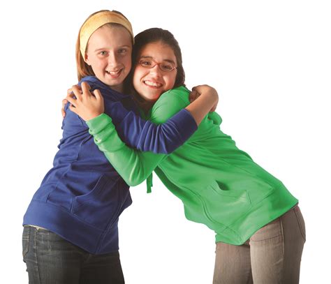 group teen girls hugging