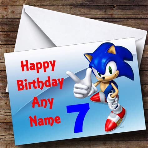 sonic  hedgehog pointing personalised birthday card  card zoo